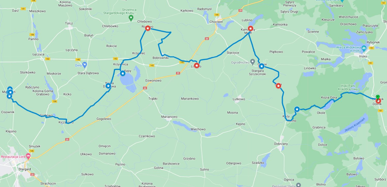 Pomorze zachodnie - trasa GPS - Ciemno-Małkocin