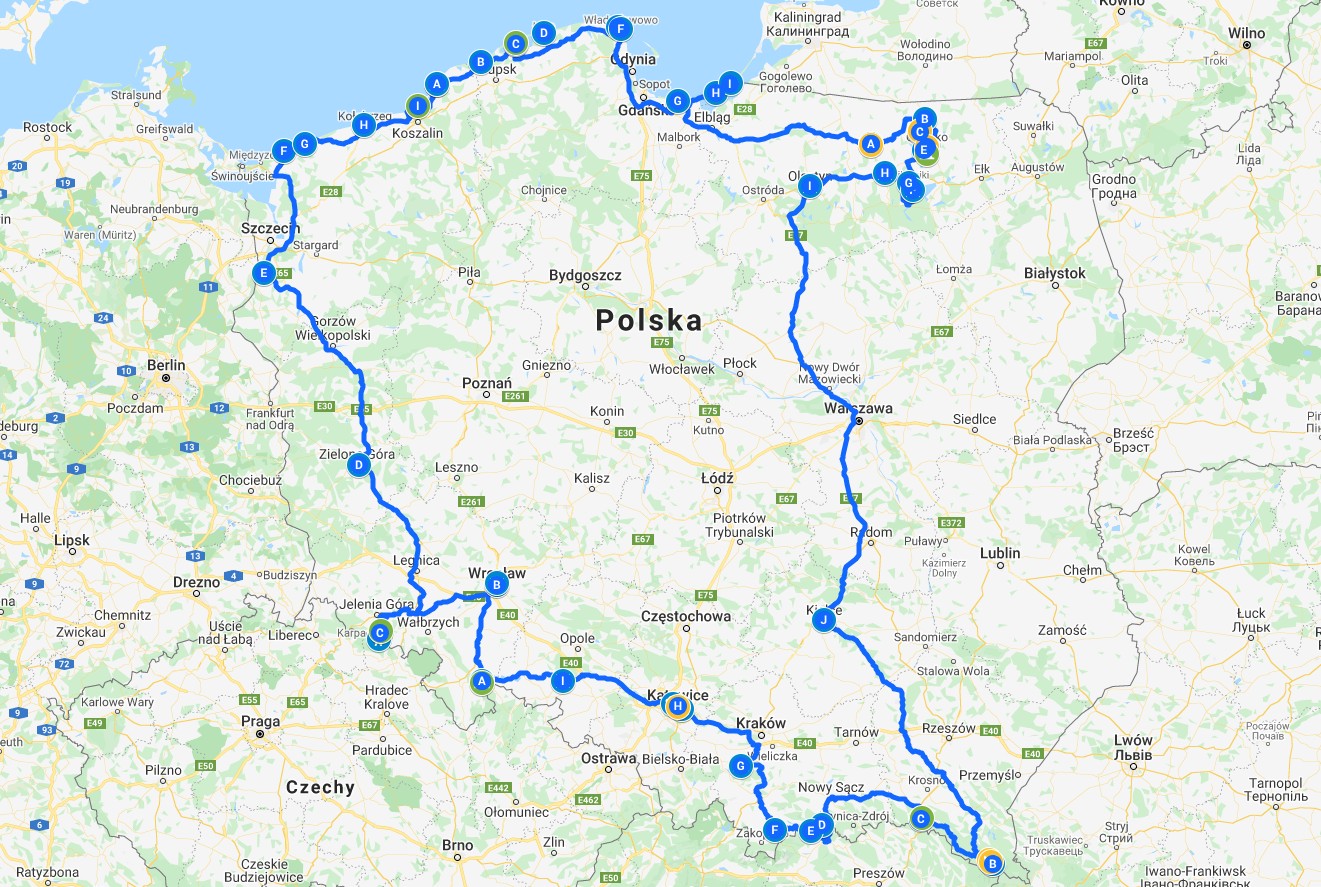 mapa dookola polski